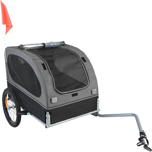 Collapsible Dog Bike Trailer With Coupler And Safety Reflectors