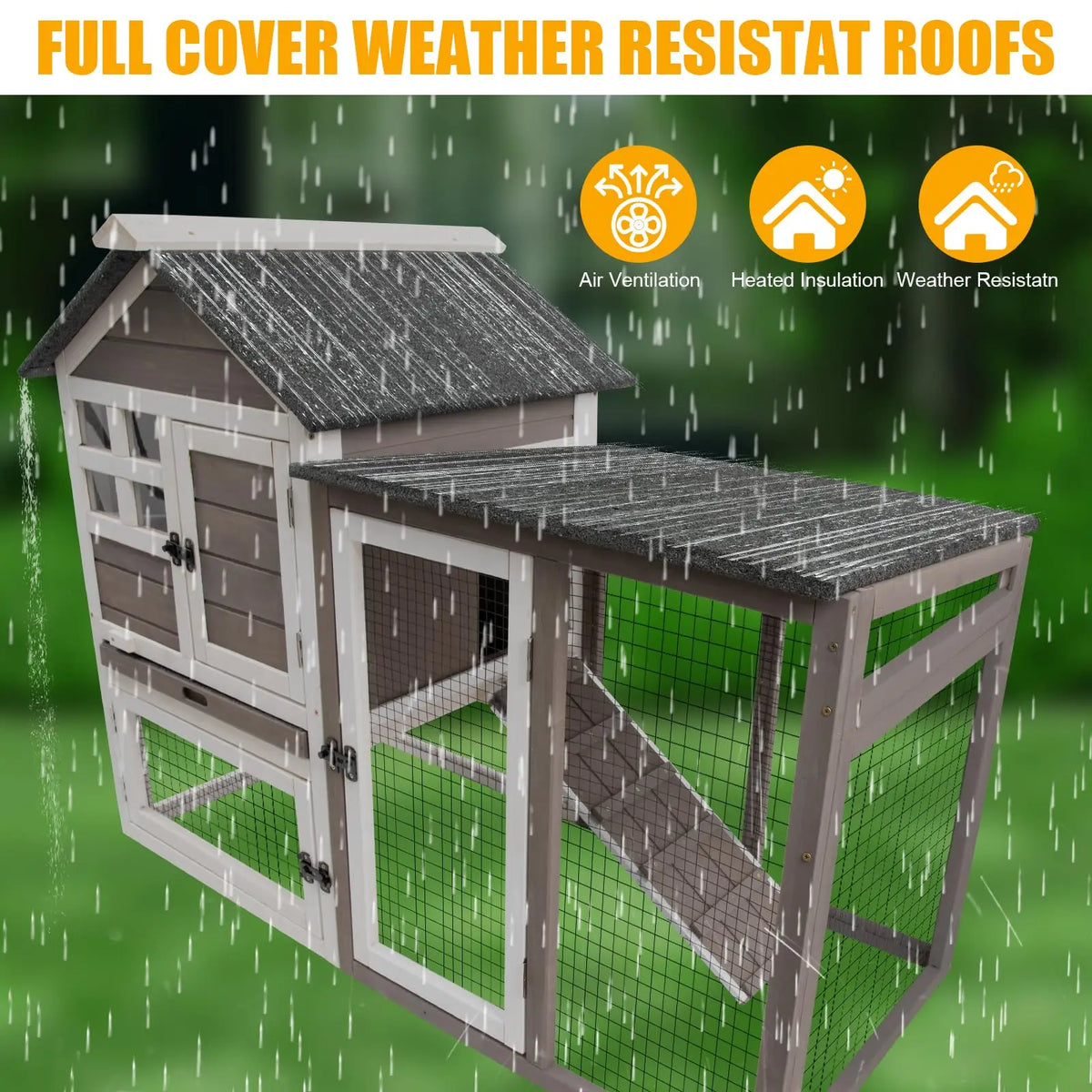 Two Story Wooden Rabbit Hutch With Pull Out Tray Indoors