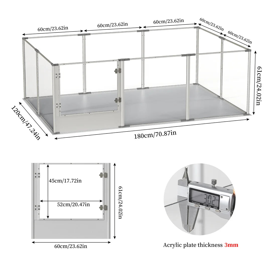 BINGOPAW Clear Acrylic Dog Playpen Waterproof Exercise Fence