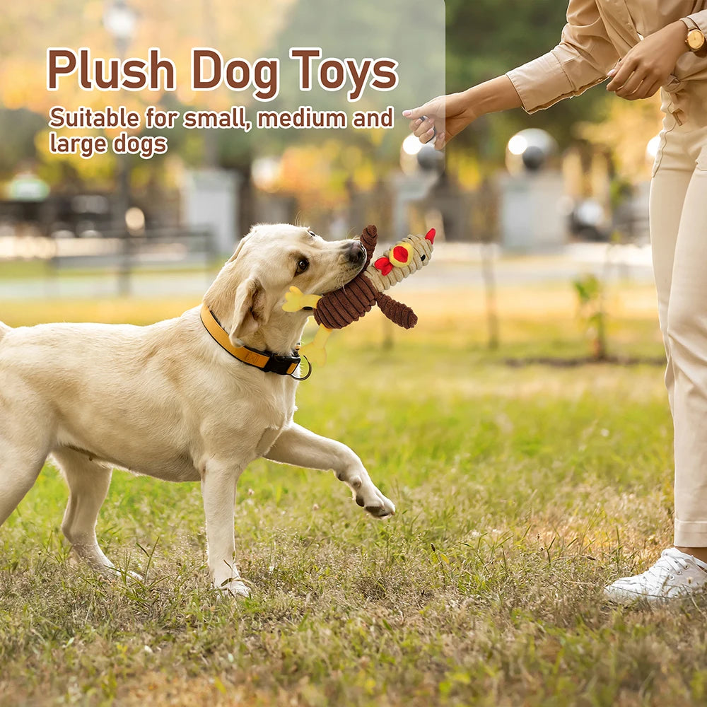 Plush Squeaky Dog Toy Assortment Bundle For Fun Chew Play
