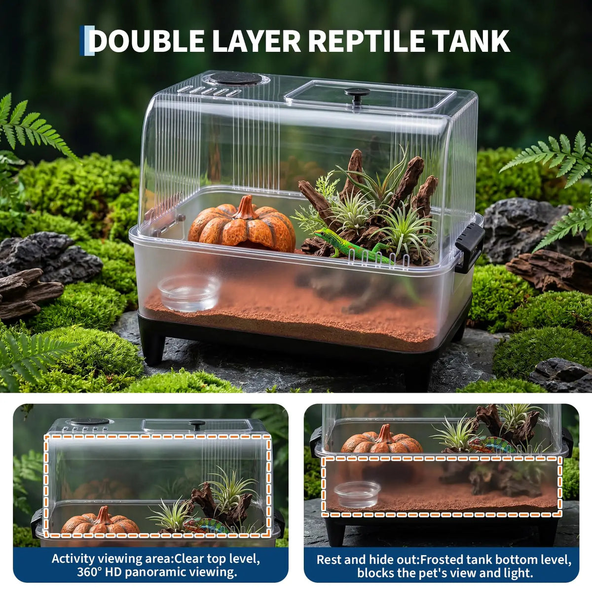 MeterMall Complete Reptile Terrarium Kit With Heating Pad And Sand