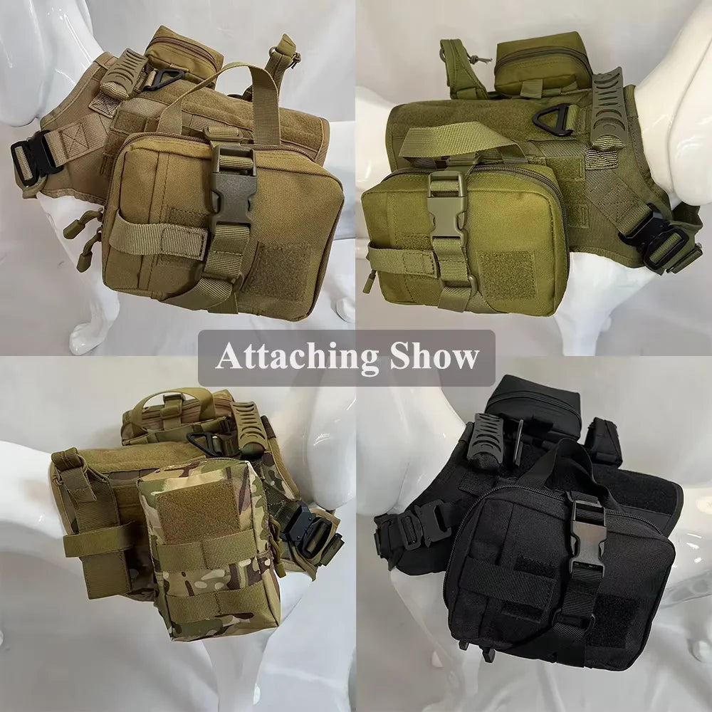 Petavel Dog Tactical Molle Pouch Set With Nylon Harness Attachment