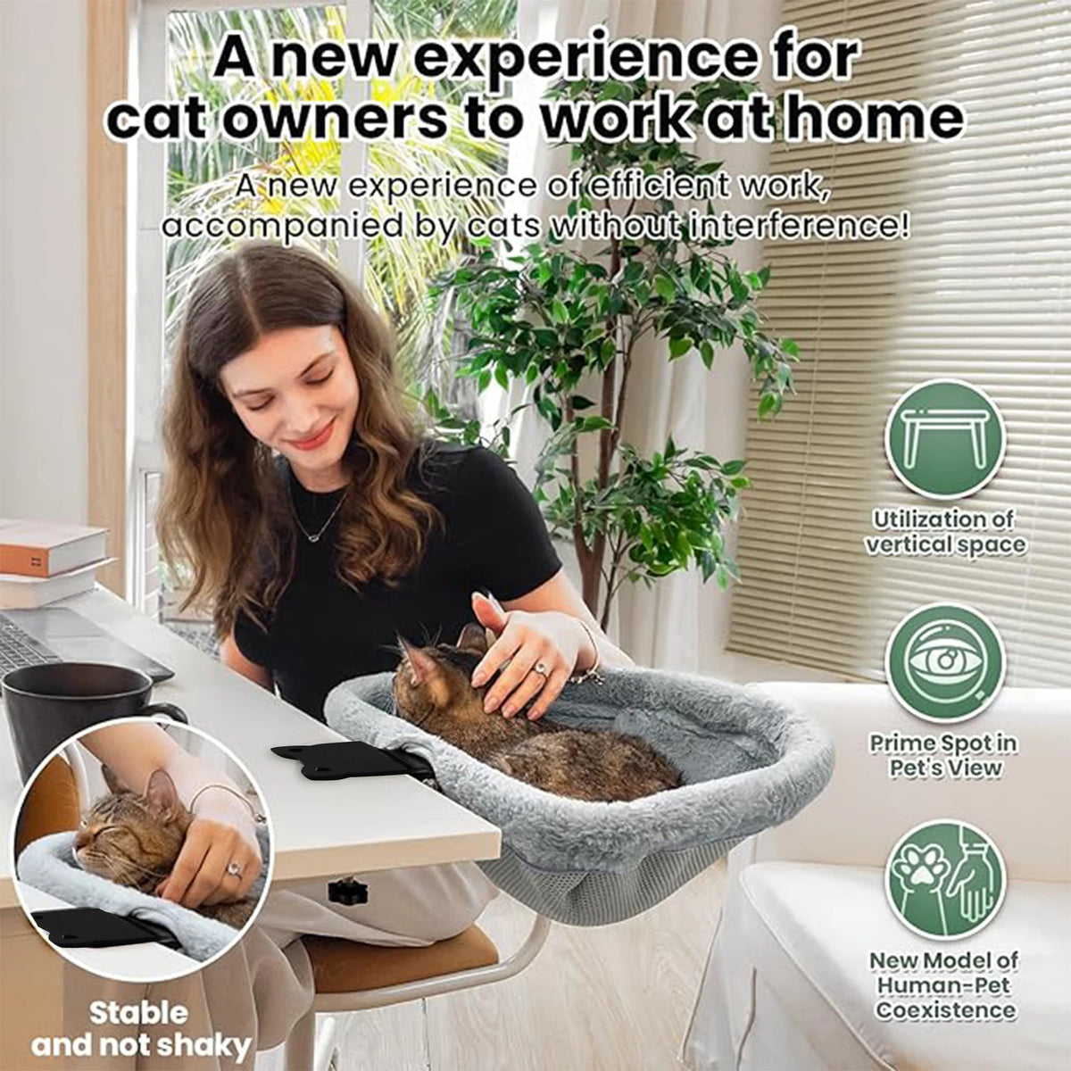 CWV Foldable Cat Desk Bed Space Saving Hammock Perch