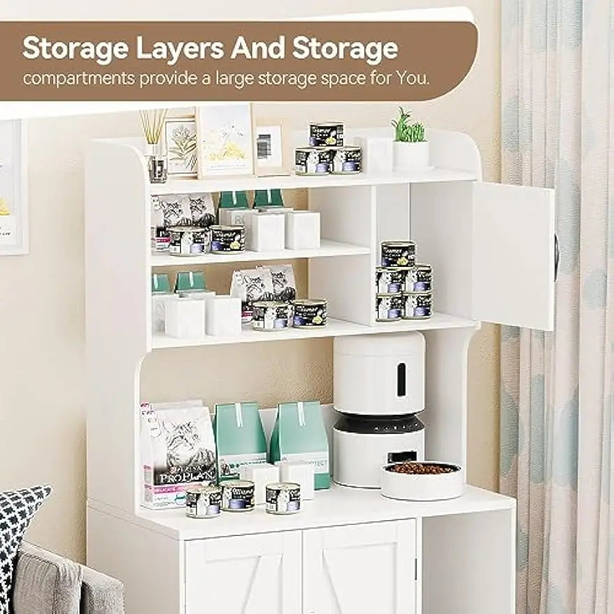 Garvee Wooden Cat Litter Box Enclosure With Storage Cabinet