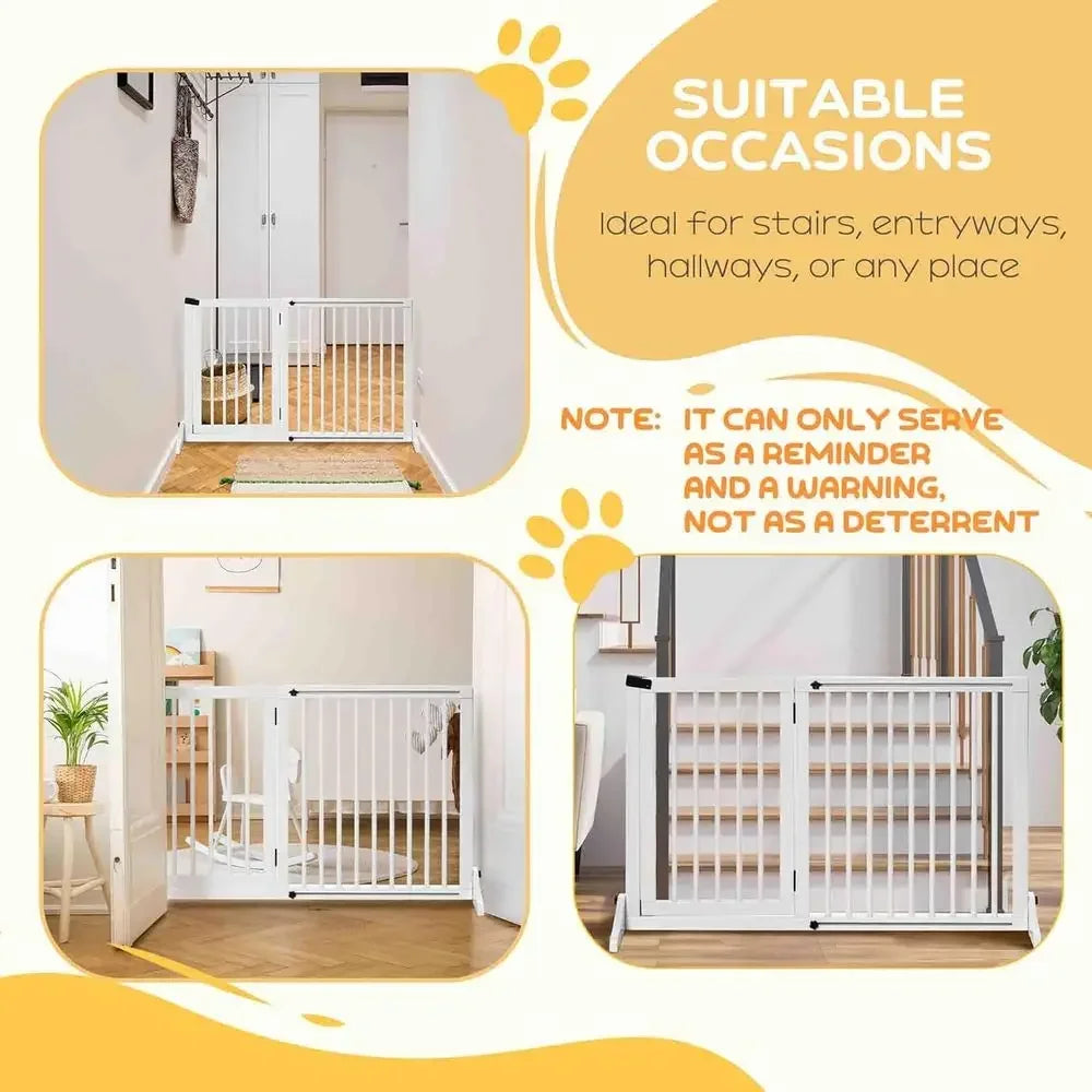 Expandable Wooden Pet Gate With Lockable Safety Barrier