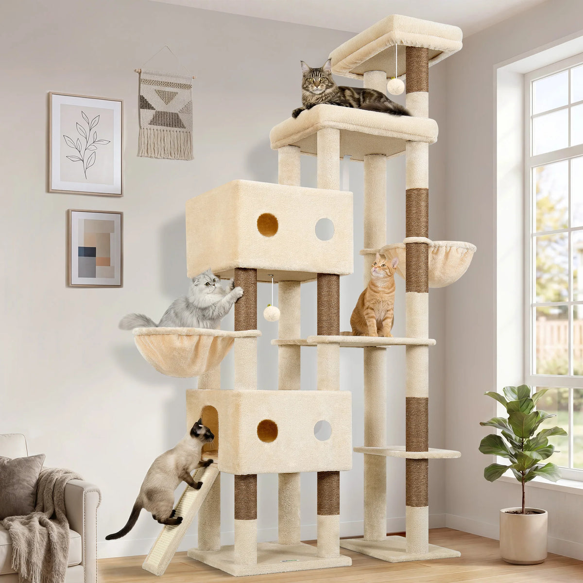 GLOBLAZER Heavy Duty Multi Level Cat Tree Condo For Cats