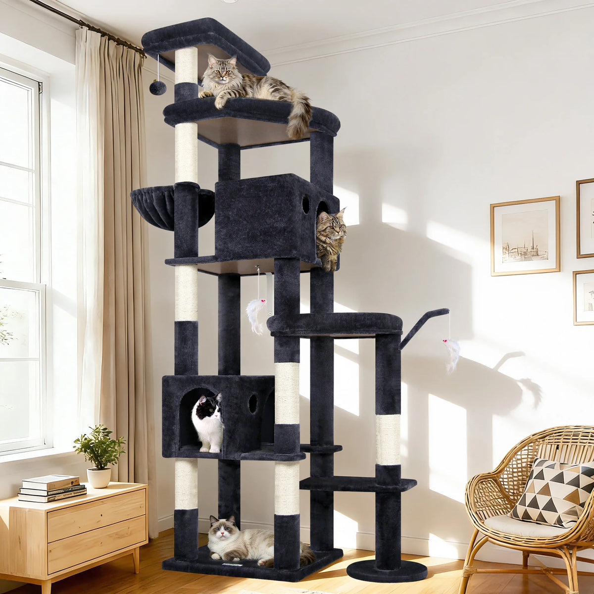 GLOBLAZER Multi Level Cat Tree With Scratching Posts And Hammocks