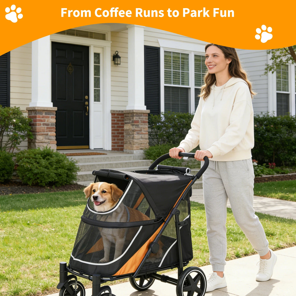 HiMiss Foldable All Terrain Pet Stroller With Washable Liner