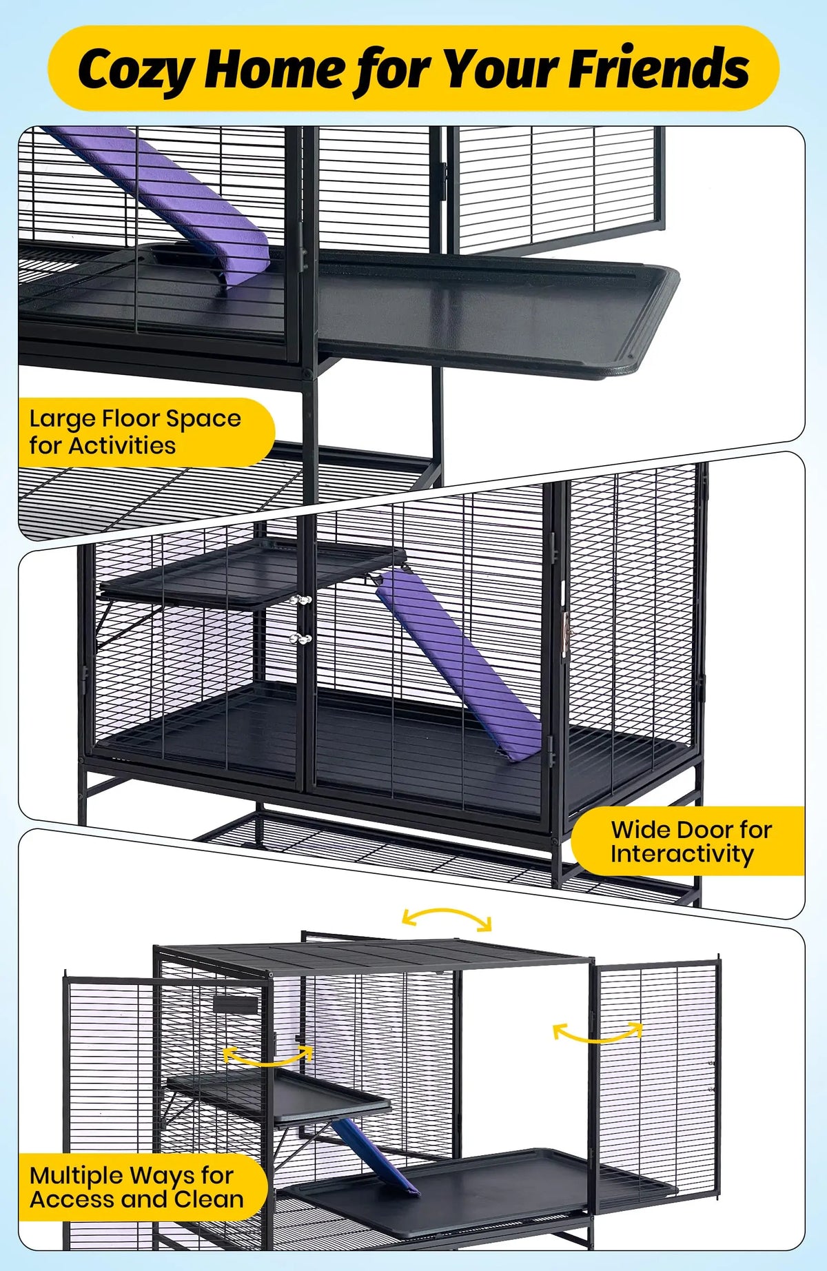 HiMISS Multi Level Small Animal Cage With Removable Tray