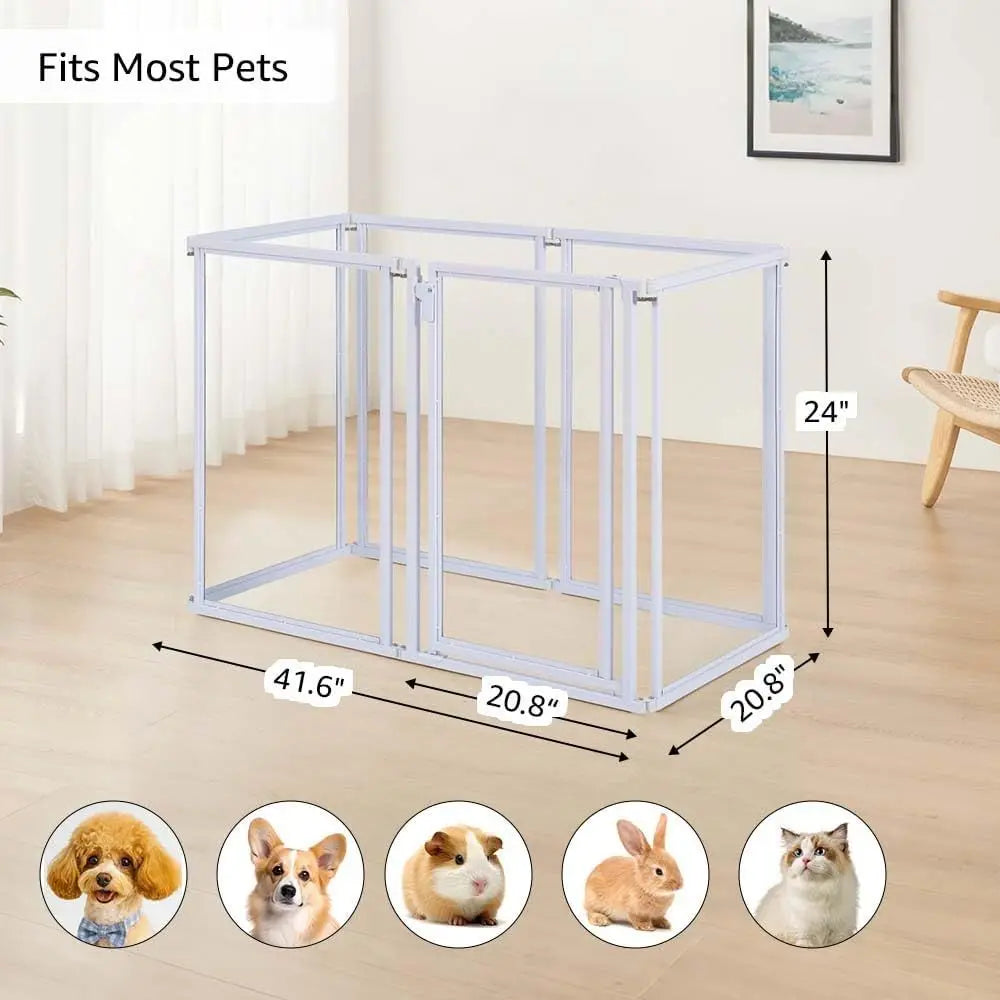 Clear Acrylic Dog Playpen With Walk Through Gate Panels