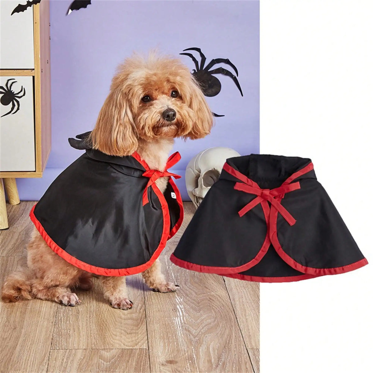 Halloween Dog Costume Cape And Devil Hat Headband For Pets