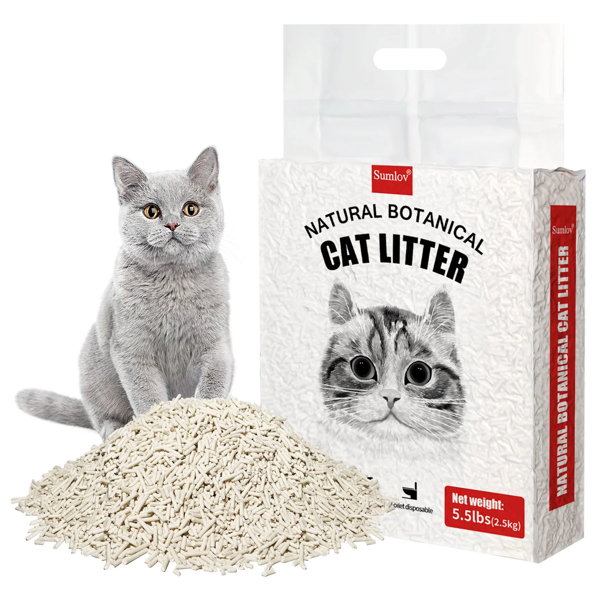 Sumlov Natural Tofu Cat Litter Dust-Free Flushable Clumping Odor Control