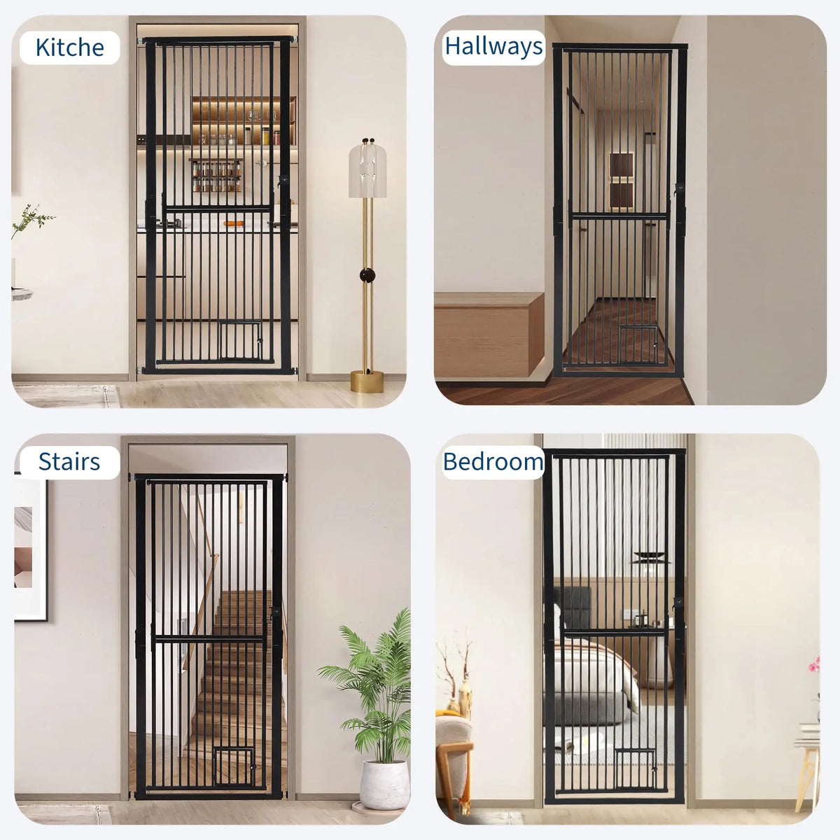 HiMISS Adjustable Extra Tall Cat Gate With Secure Mount Door