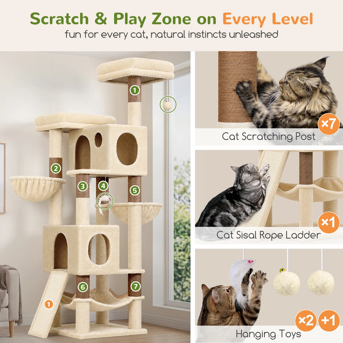Globlazer Multi Level Cat Tree With Condos And Scratching Posts