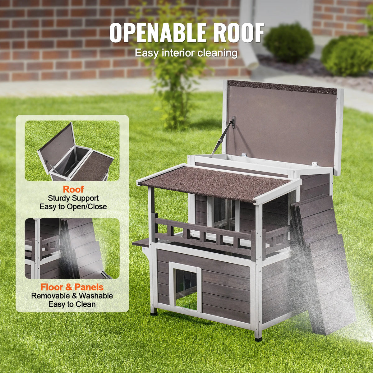 Two Story Cedar Cat House With Balcony And Weatherproof Roof