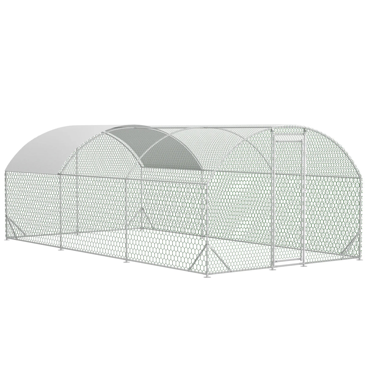 9.84x19.68x6.56 FT Dome Galvanized Steel Chicken Coop Run Large UV Waterproof Cover Walk In Poultry Pen For Chickens Ducks Rabbits Backyard Outdoor