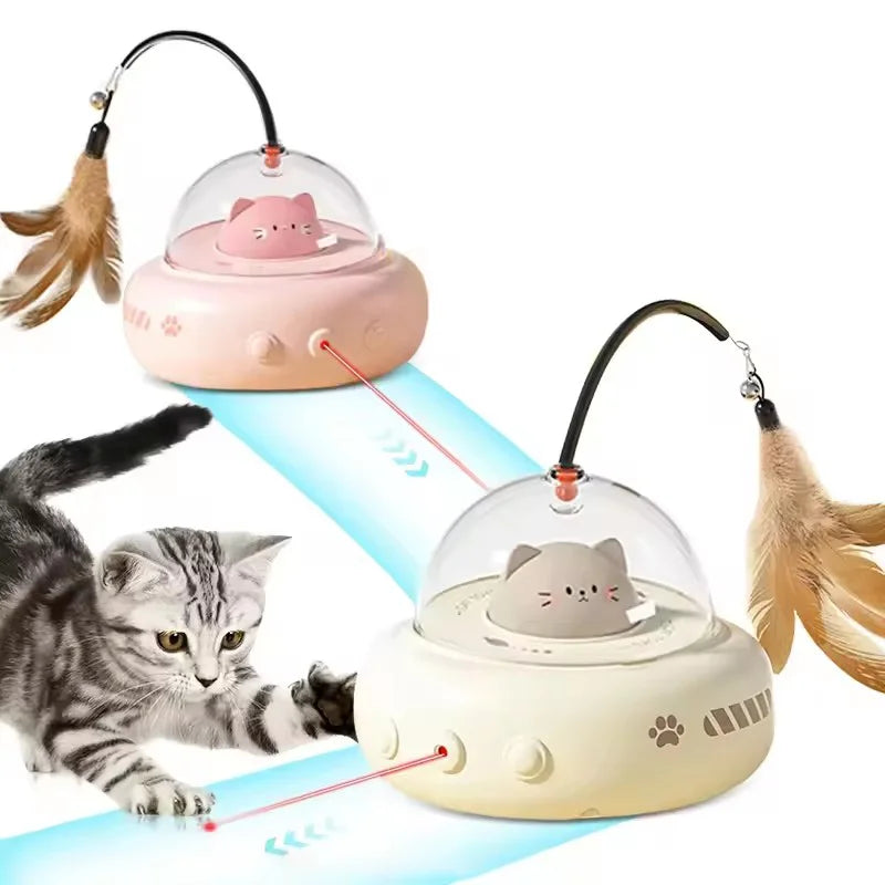 Automatic Interactive Cat Teaser Toy Self Playing Laser And Feather