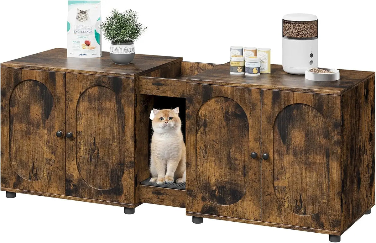 Garvee Double Cat Litter Box Enclosure Furniture With Storage