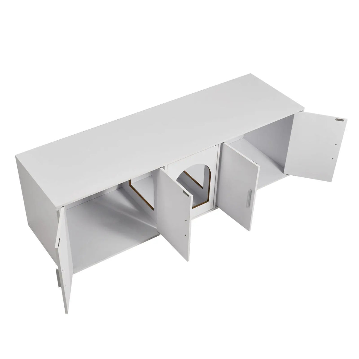 Double Room Cat Litter Box Enclosure Cabinet for Two Cats