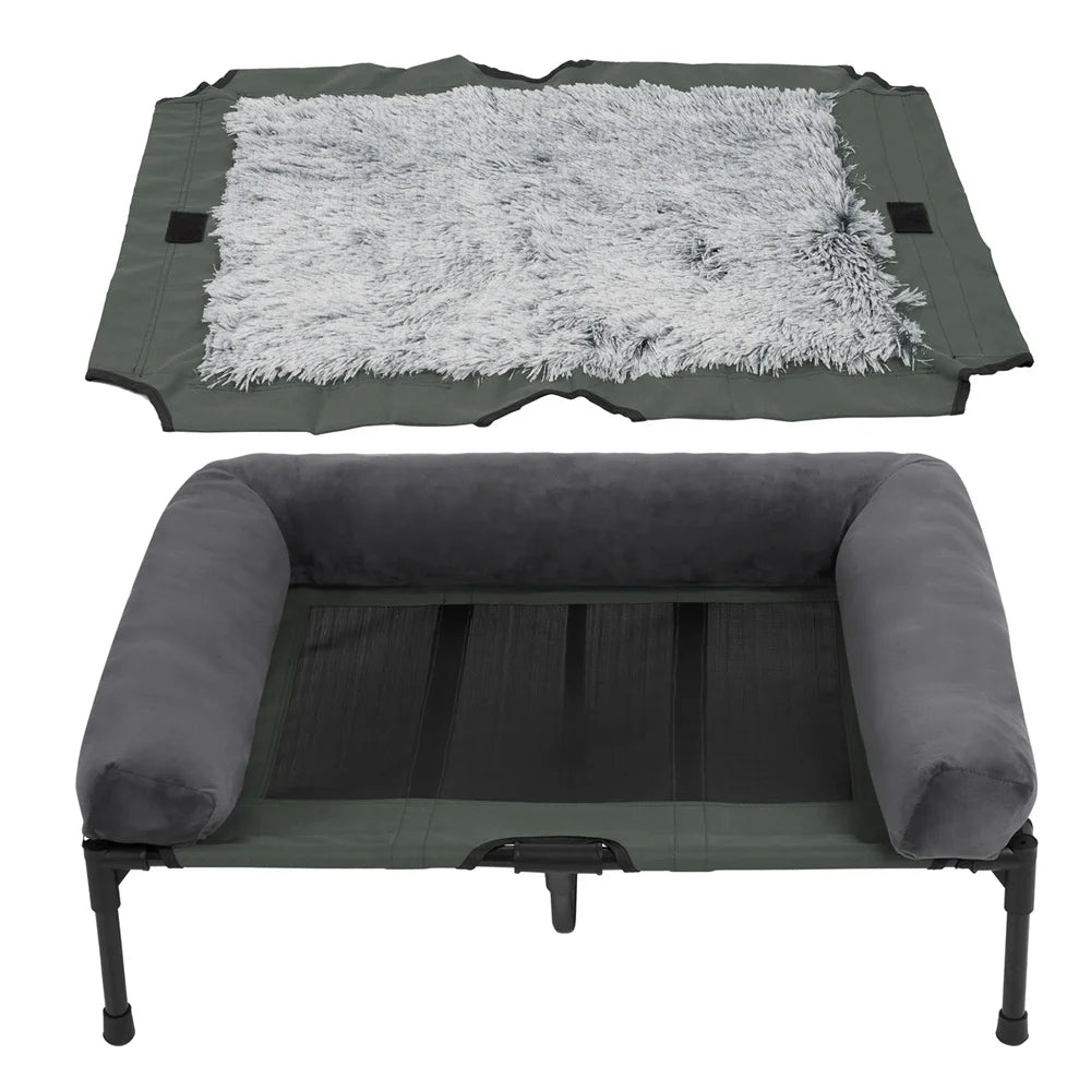 BORWART Raised Outdoor Dog Bed With Cooling Breathable Mat