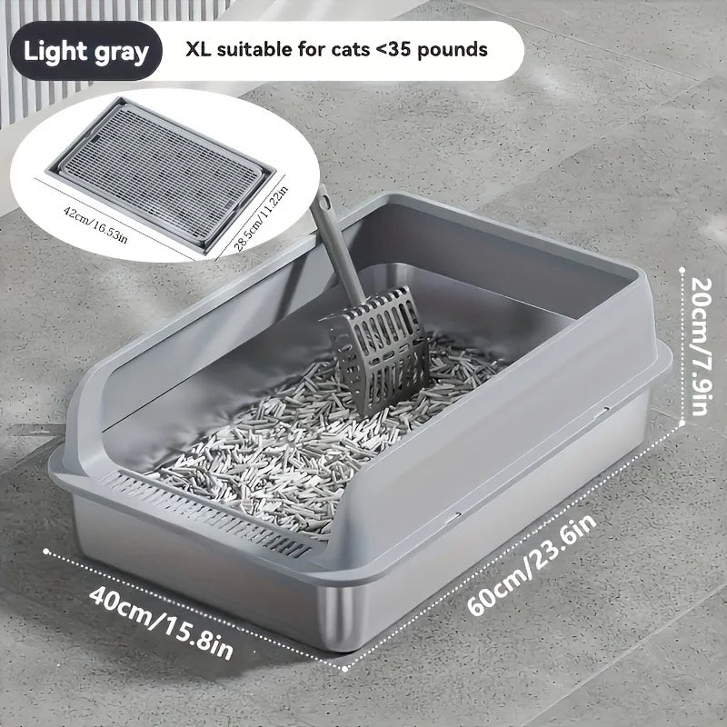 KEMORELA Stainless Steel Enclosed Cat Litter Box With Lid