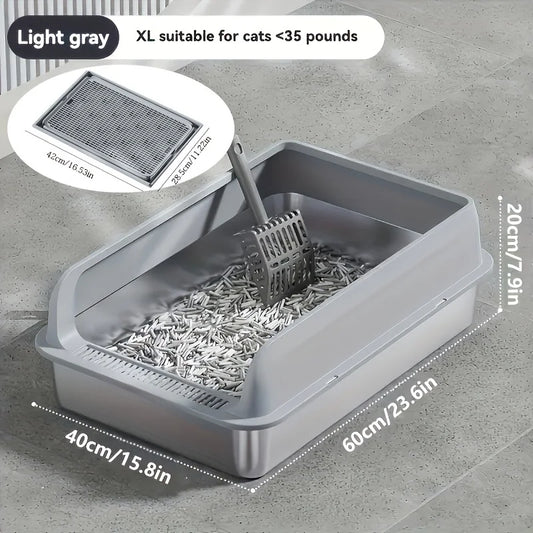 KEMORELA Stainless Steel Enclosed Cat Litter Box With Lid