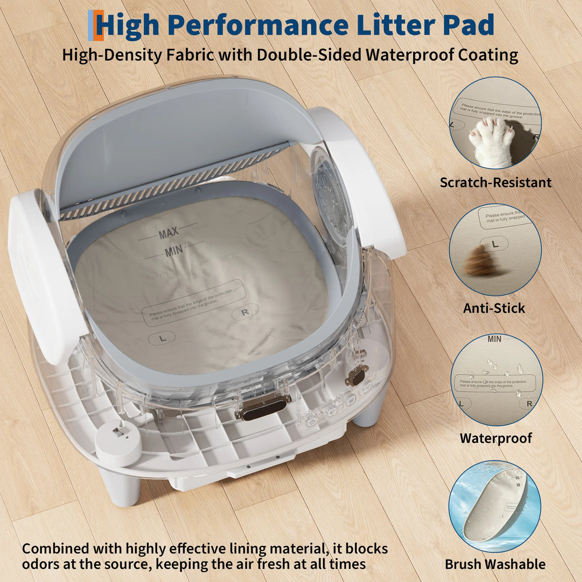 HiMISS Smart Open Top Self Cleaning Automatic Cat Litter Box