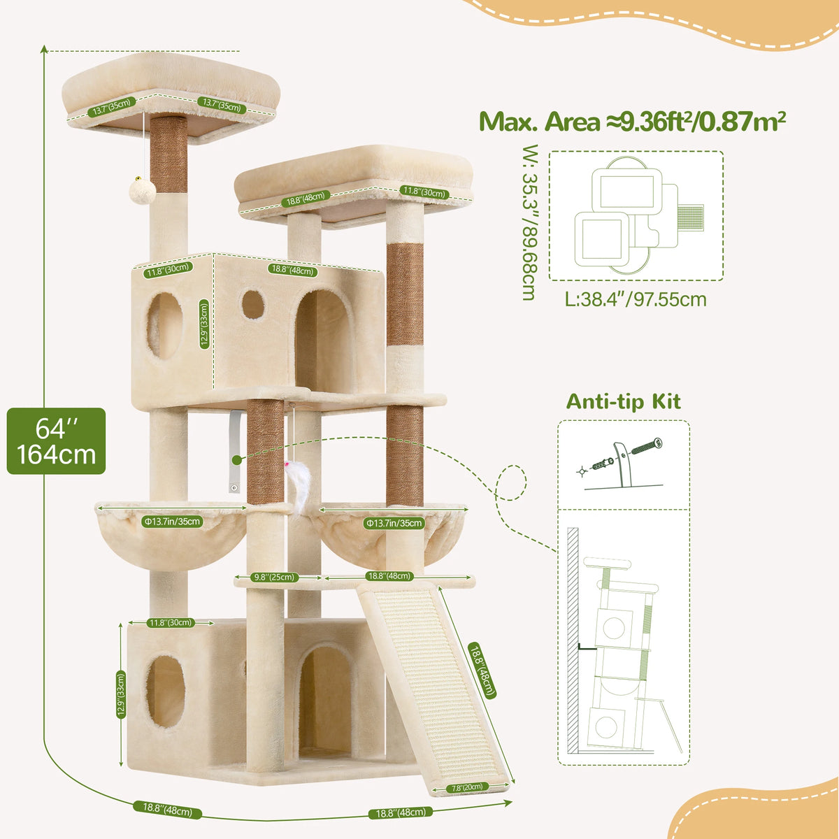 Globlazer Multi Level Cat Tree With Hammocks And Scratching Posts