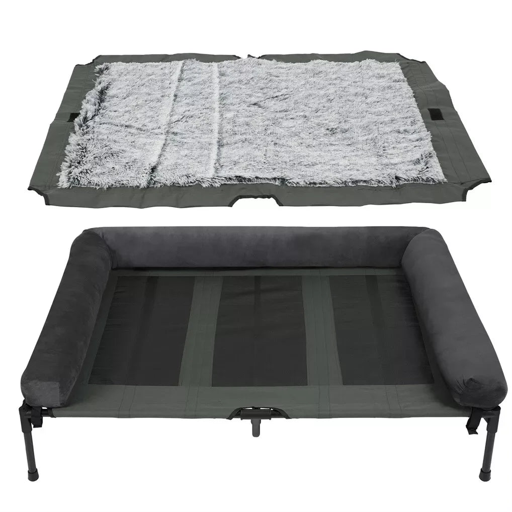 BINGOPAW Elevated Cooling Dog Bed With Detachable Plush Bolster