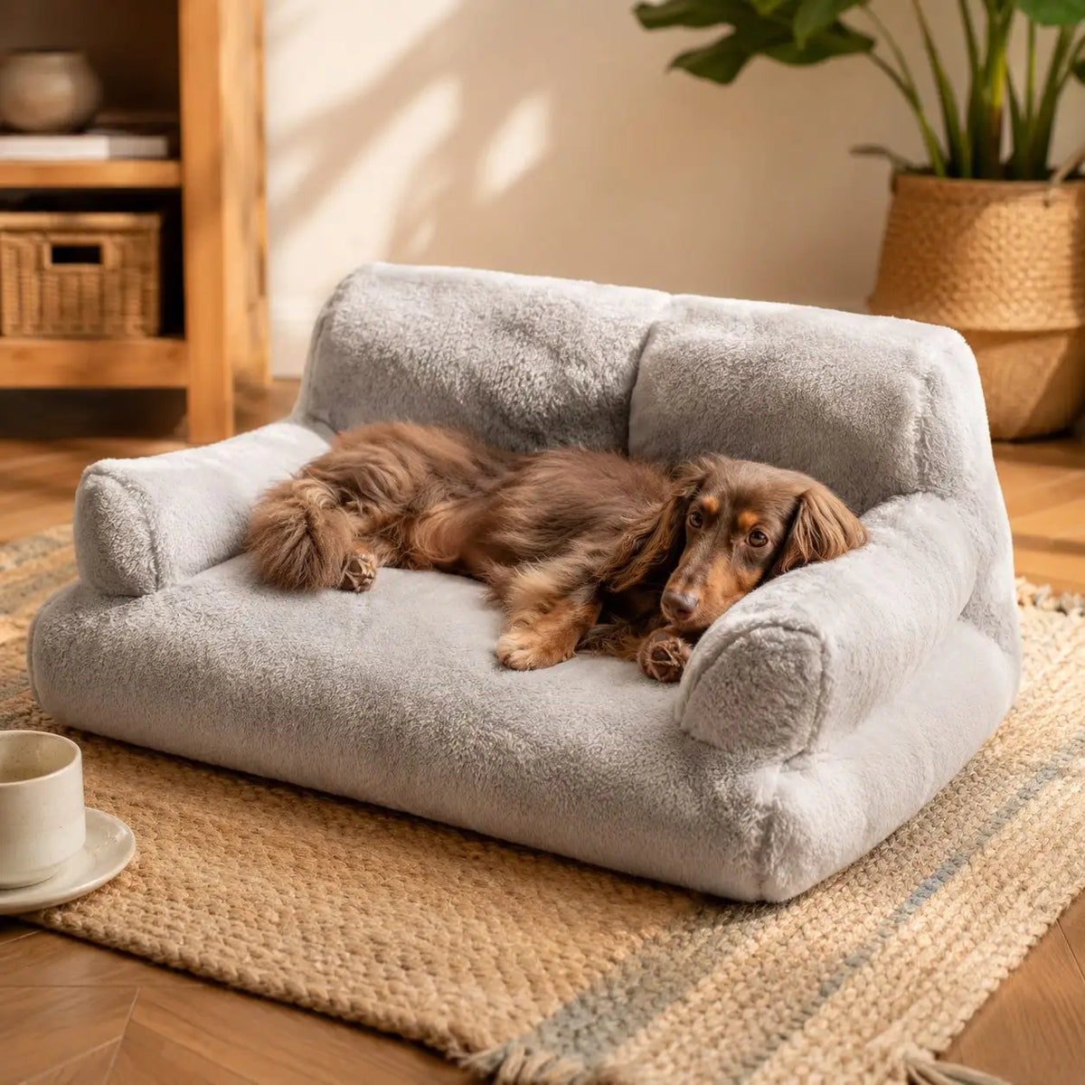 Plush Cat Sofa Bed Featuring Durable Support Frame