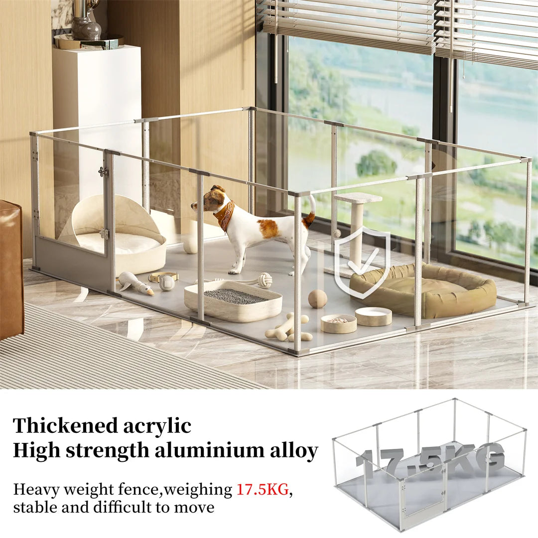 BINGOPAW Clear Acrylic Dog Playpen Waterproof Exercise Fence