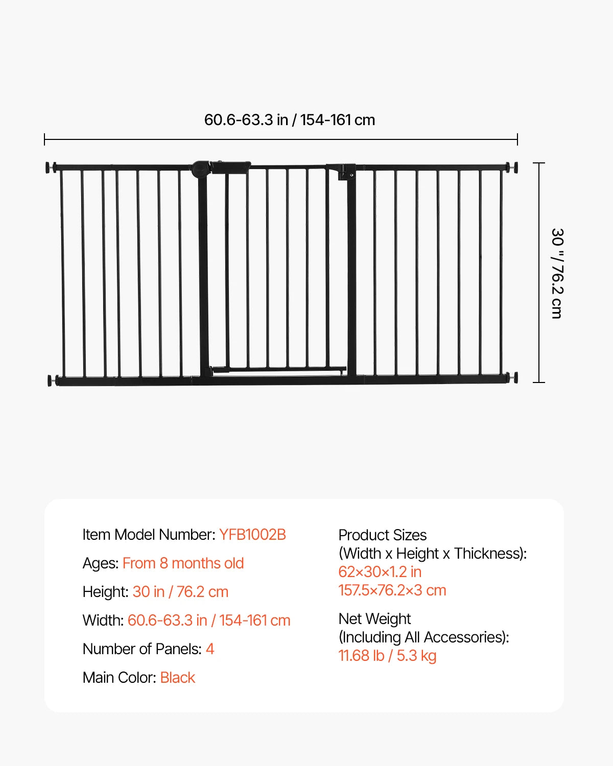 SucceBuy Walk Through Pressure Mount Child Pet Security Gate
