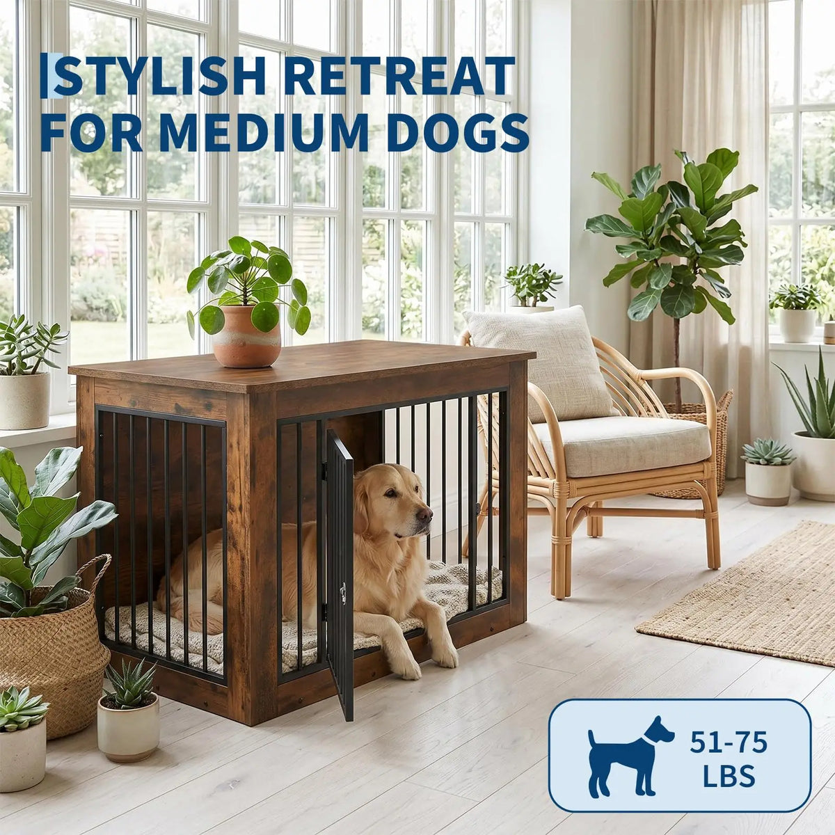 Dual Purpose Wooden Dog Crate And Stylish Side Table