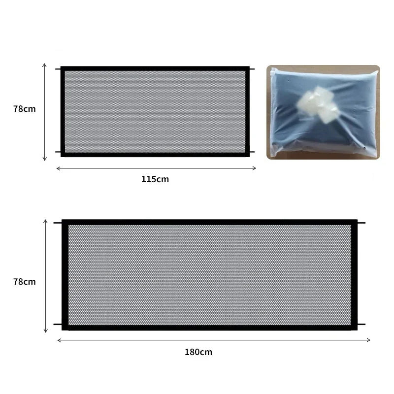 Folding Mesh Dog Safety Gate With Hooks For Indoor Pets