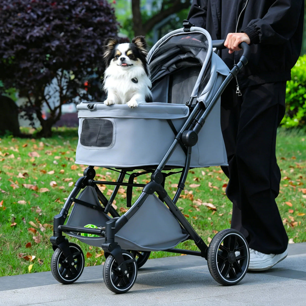 Pawz Road Foldable Pet Stroller With Basket And Cup Holder