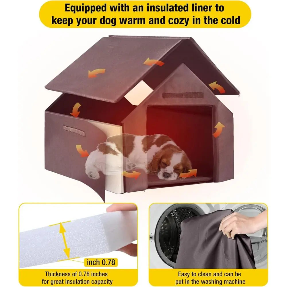 Weatherproof Insulated Dog House With Iron And Wood Frame