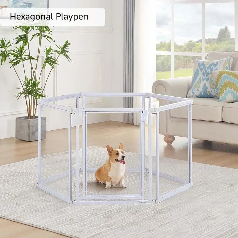 Clear Acrylic Dog Playpen With Walk Through Gate Panels
