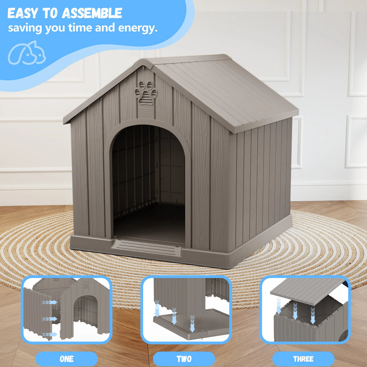 Outdoor Waterproof Ventilated Plastic Dog House For Small Dogs