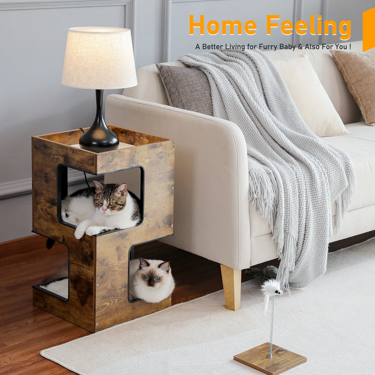PAWZ Road Wood Cat Condo Tower With Removable Scratching Pad