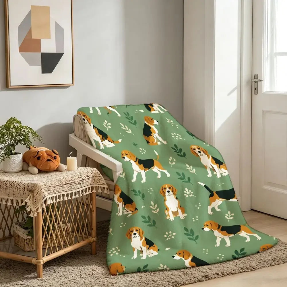 Premium Cozy Beagle Dog Fleece Throw Blanket and Sofa Bedspread