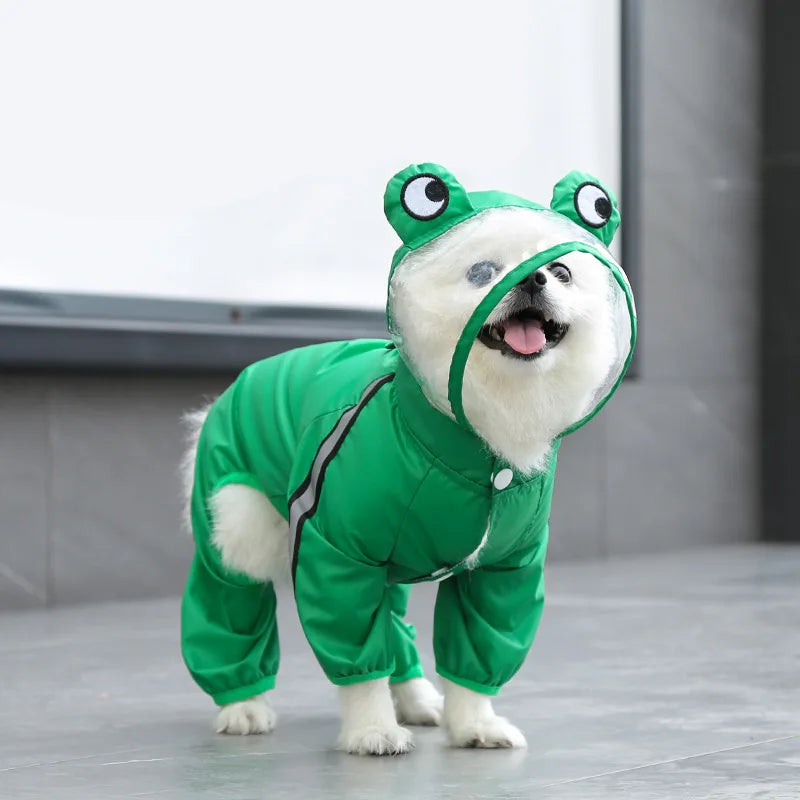 Premium Waterproof Reflective Four Legged Dog Rain Jacket