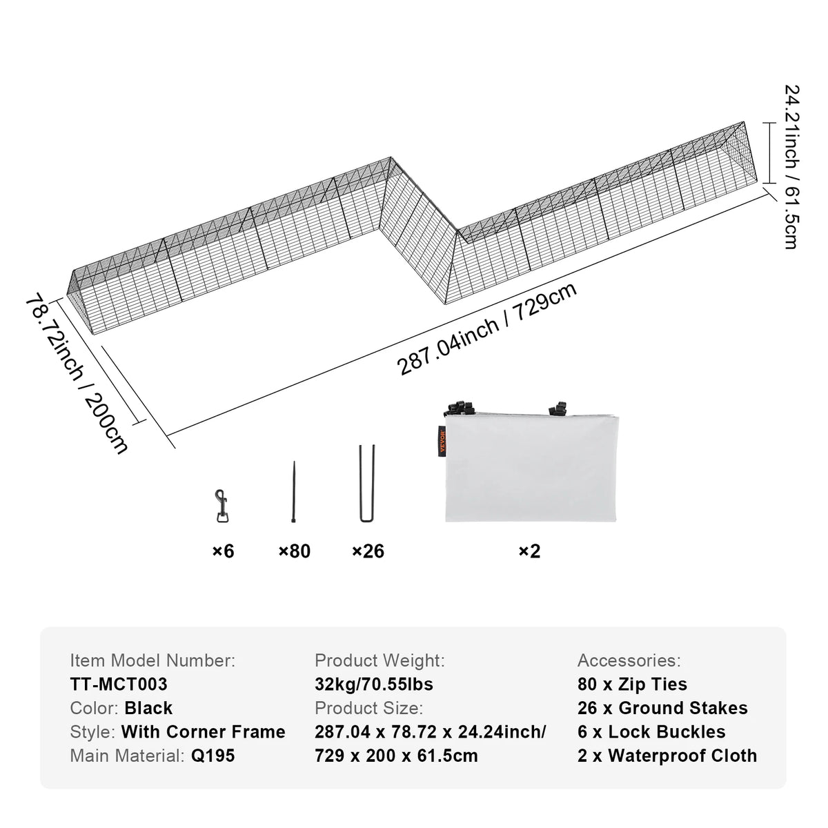 SucceBuy Portable Chicken Tunnel For Secure Yard And Farm Runs