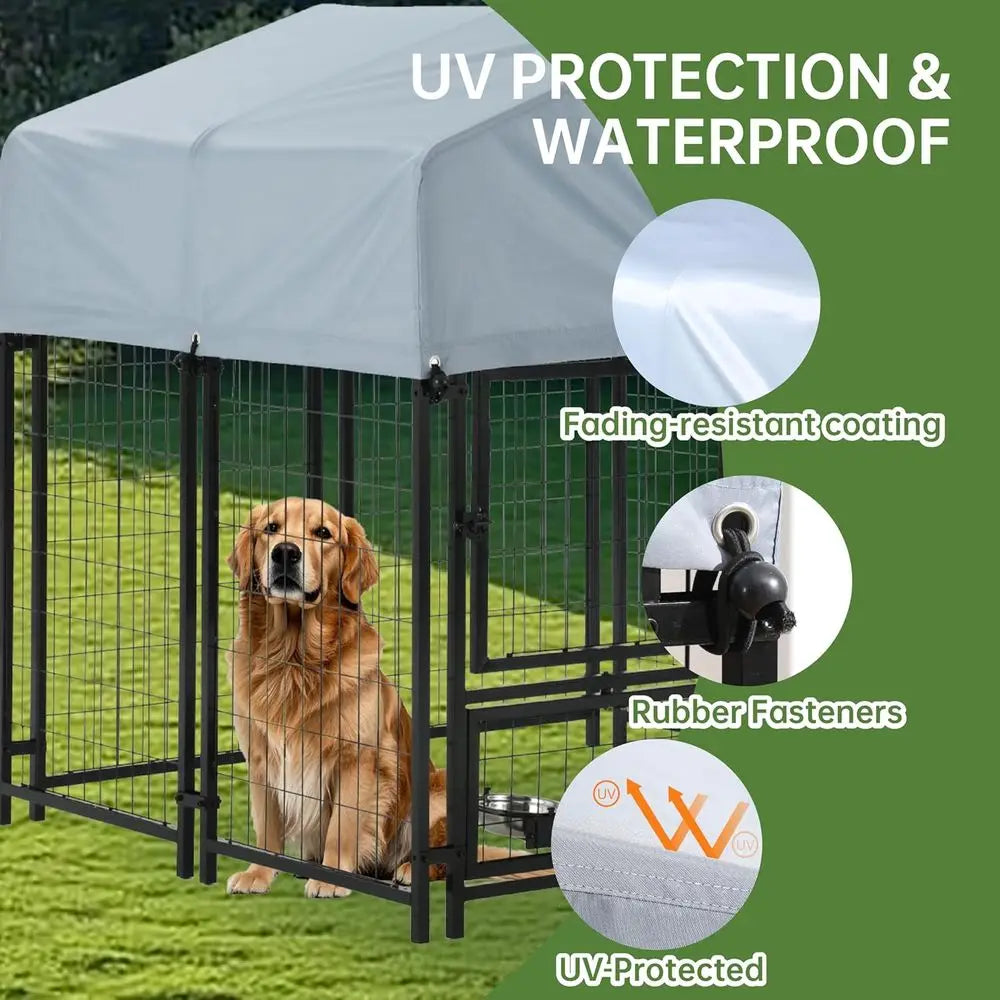 Heavy Duty Steel Outdoor Dog Kennel With Secure Lock Panels