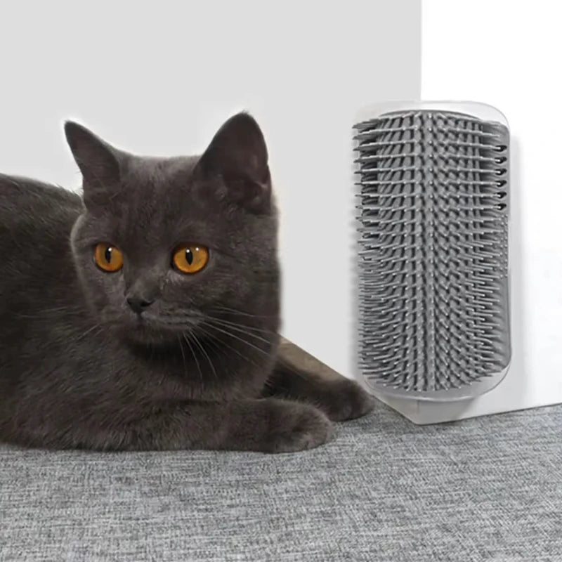 Cat Corner Scratching Brush With Catnip And Deshedding Comb