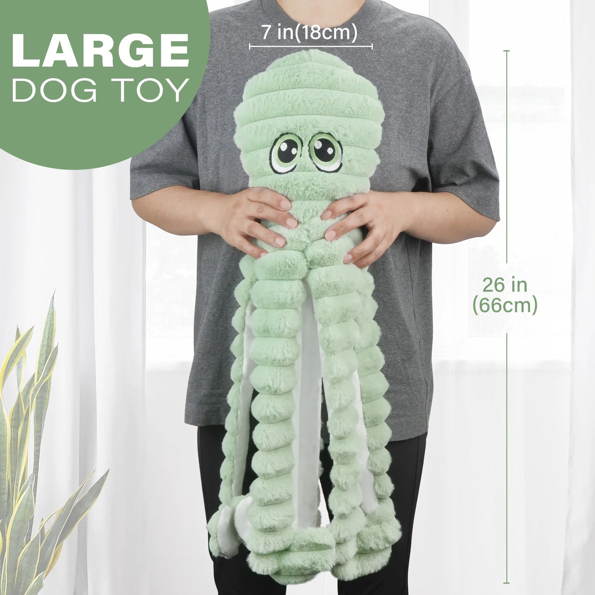 Octopus Design Squeaky Plush Dog Chew Toy Interactive