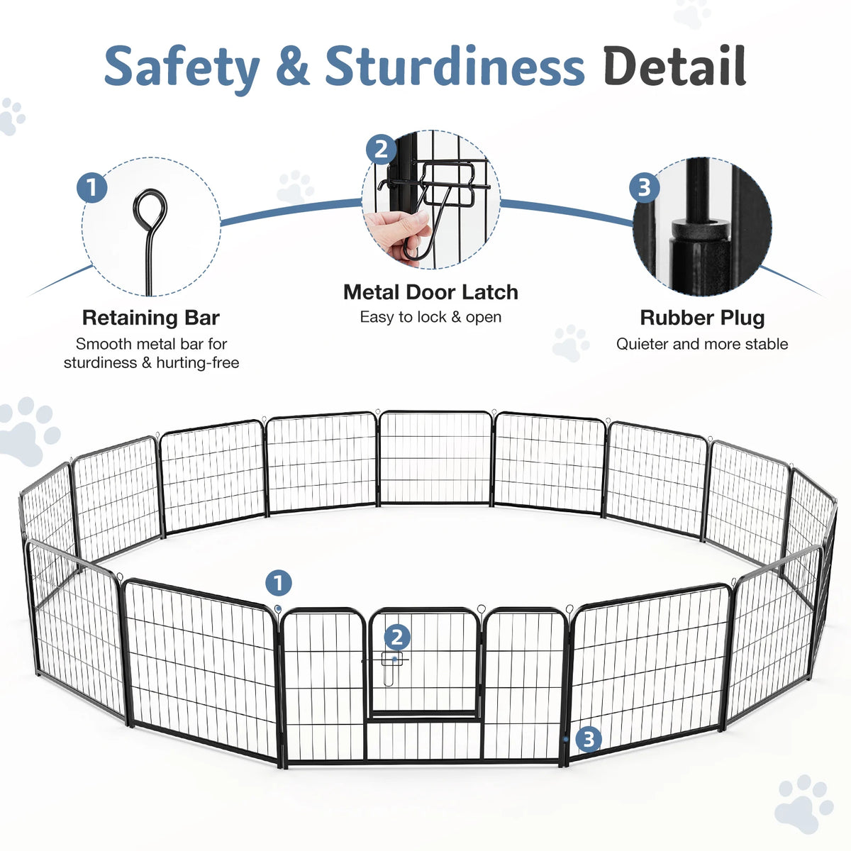 JHK Durable Foldable Metal Dog Playpen For Outdoor Use