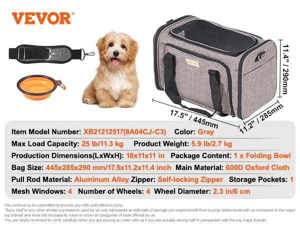Breathable Pet Backpack Carrier With Wheels For Travel
