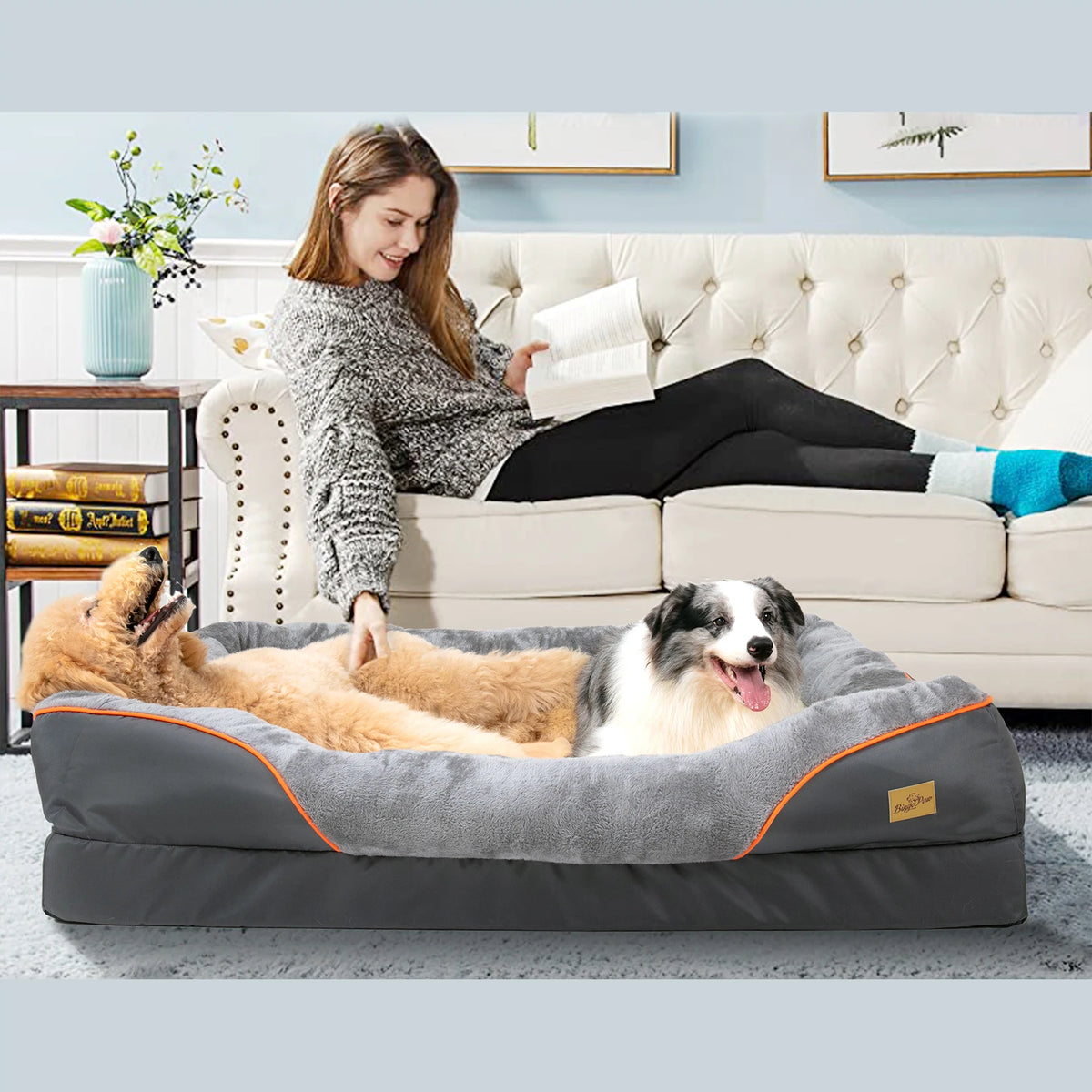 Bingopaw Large Dog Bed Removable Washable Fleece Cover