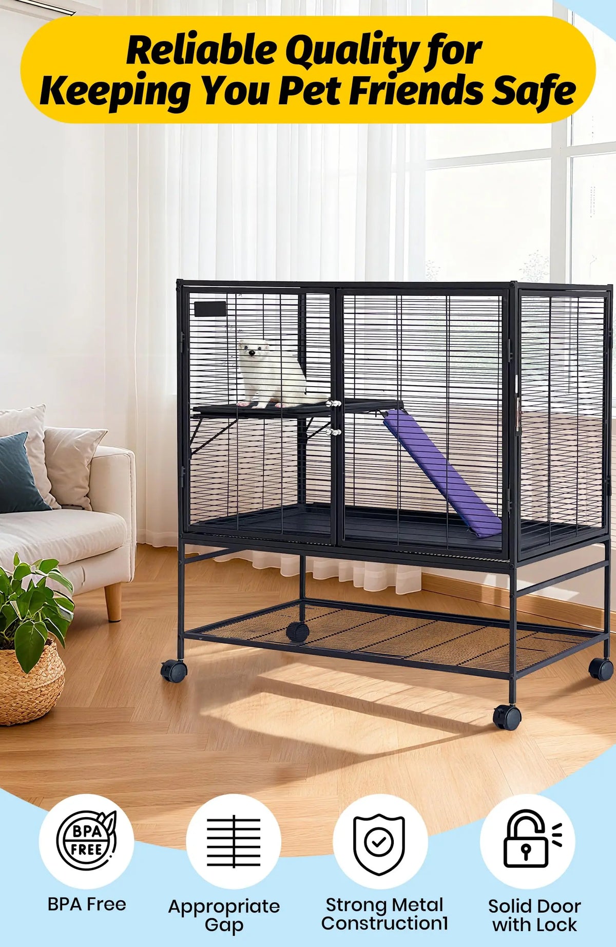 HiMISS Multi Level Small Animal Cage With Removable Tray