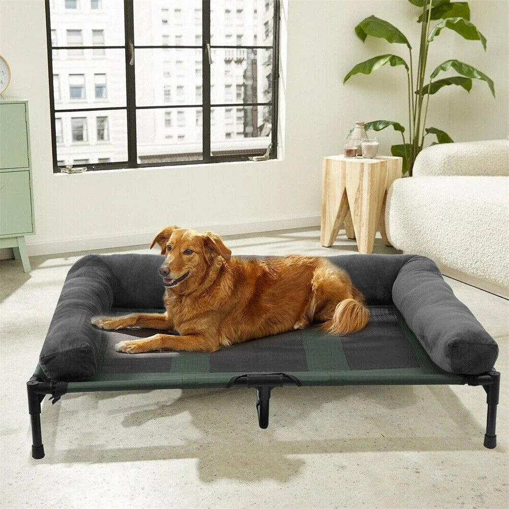 BORWART Raised Outdoor Dog Bed With Cooling Breathable Mat